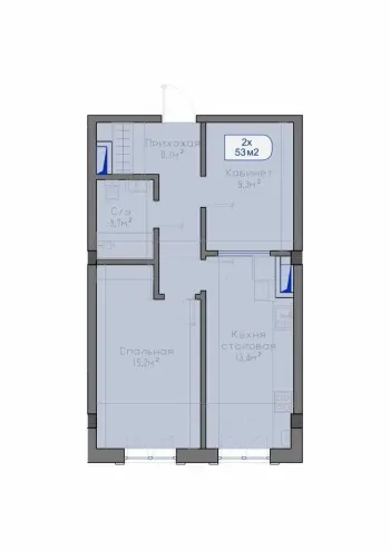 55 м², 2-комн. квартира, 8/10-1