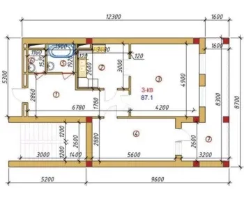 90 м², 4-комн. квартира, 8/12-1