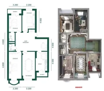 141 м², 4-комн. квартира, 9/11-1