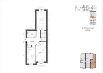84 m², 2-xonali kvartira, 8/8-3