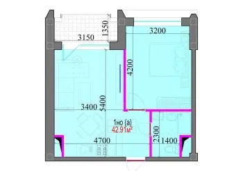 42 м², 2-комн. квартира, 3/16-0