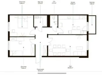 75 м², 3-комн. квартира, 4/9-1