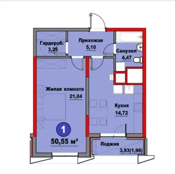 67 м², 2-комн. квартира, 6/15-3