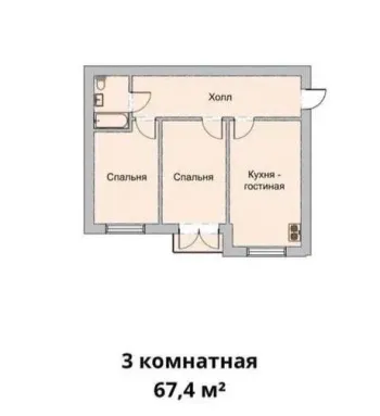 67 м², 3-комн. квартира, 9/10-3