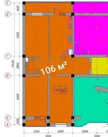 106 м², 3-комн. квартира, 2/5-3