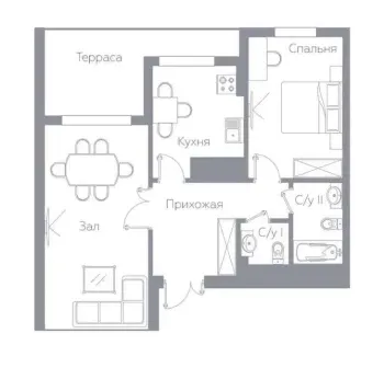 70 м², 2-комн. квартира, 4/16-3