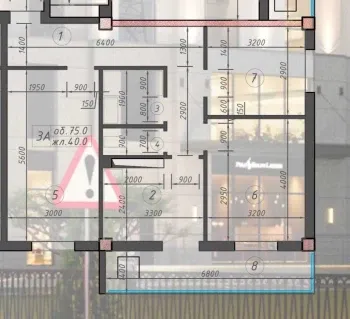 75 m², 3-xonali kvartira, 5/9-0