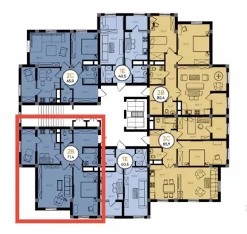 75 м², 2-комн. квартира, 11/14-1