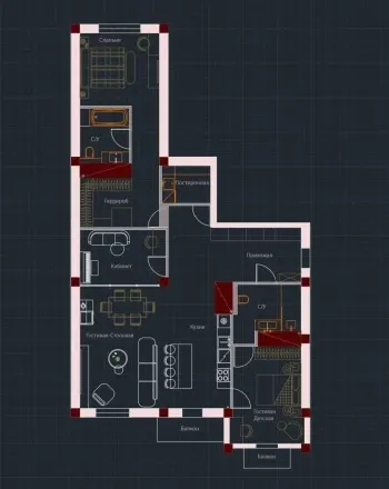 129 м², 3-комн. квартира, 8/9-1