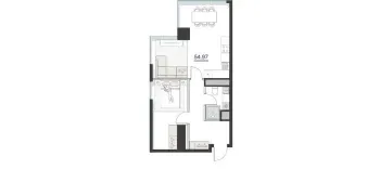 54 м², 2-комн. квартира, 5/23-2