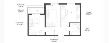 51 м², 2-комн. квартира, 5/9-2