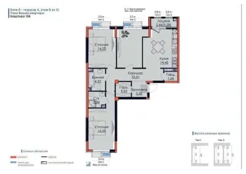 93 м², 3-комн. квартира, 6/12-1