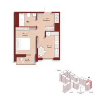 33 м², 1-комн. квартира, 2/15-3
