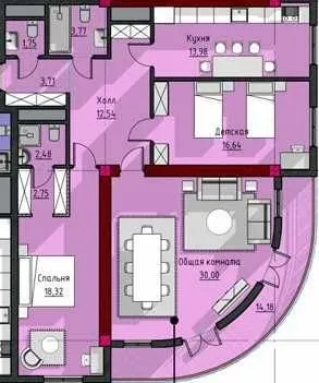 126 m², 3-xonali kvartira, 25/25-0