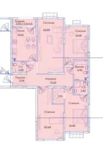 123 m², 4-xonali kvartira, 4/10-1