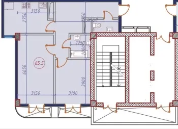 65 м², 2-комн. квартира, 3/16-0