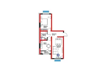 58 м², 2-комн. квартира, 7/16-3