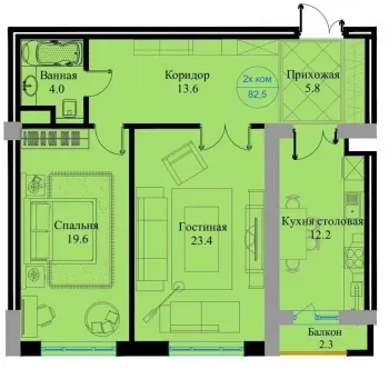 83 м², 3-комн. квартира, 9/10-2