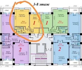 39 м², 1-комн. квартира, 8/9-1